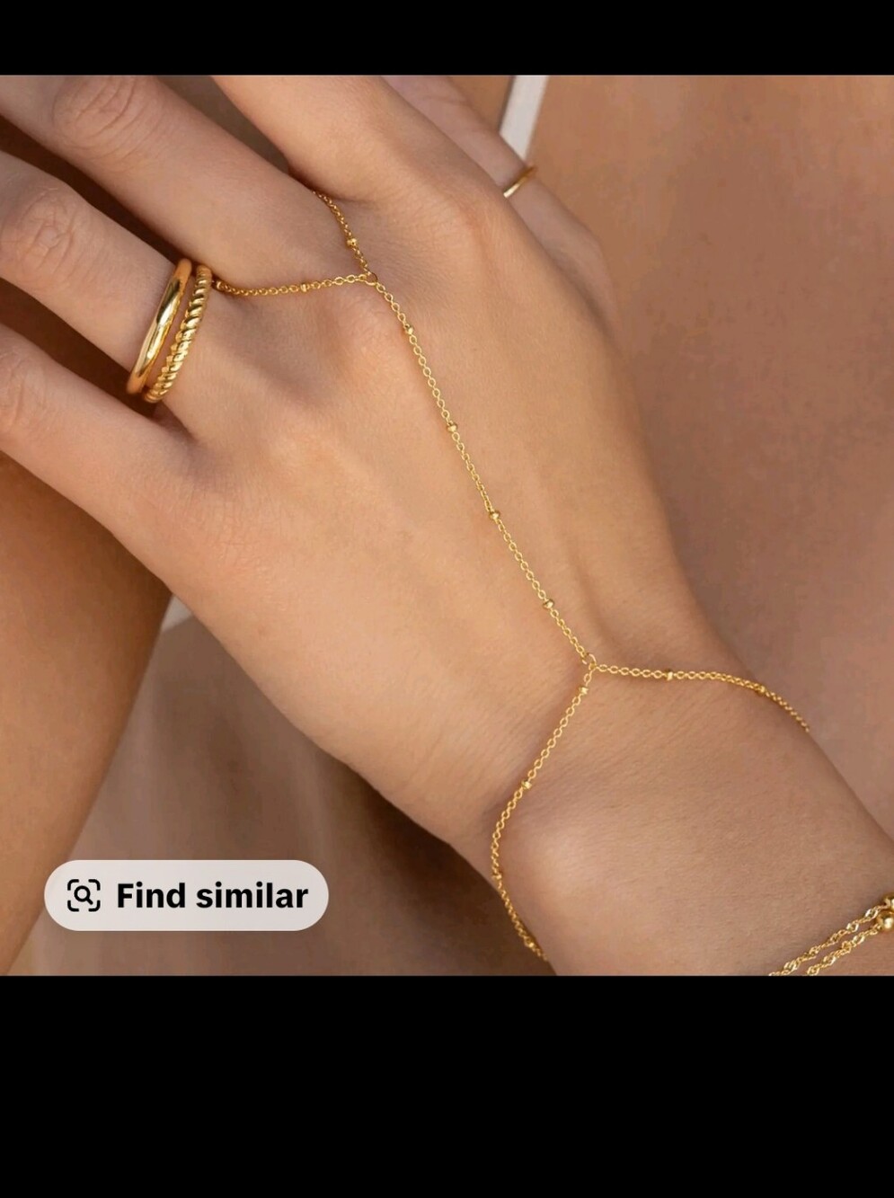 Gold Pearl Station Hand Chain Bracelet - Elegant Women's Jewelry - Picture 2 of 3